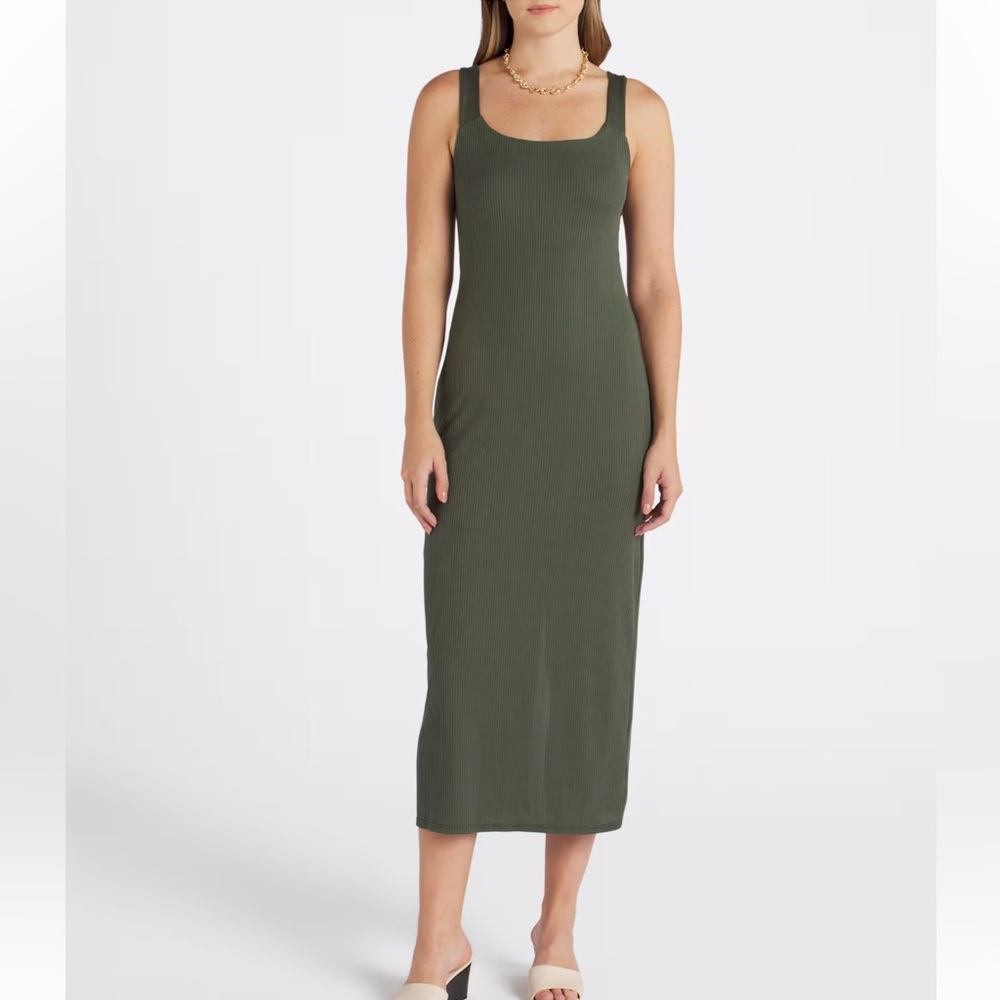 Gilli Gemma Sleeveless Fitted Dress w/ Closed Back olive Medium New With‎ Tags